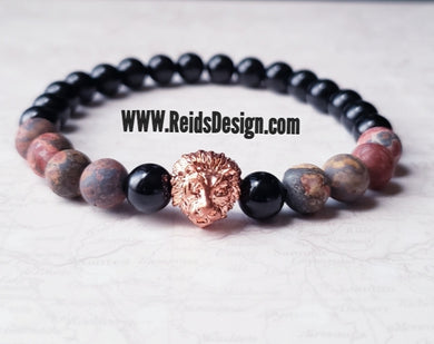 Lion Agate & Jasper Bracelet ( size 8.5