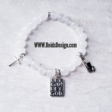 Snow Quartz Faith Charm Bracelet