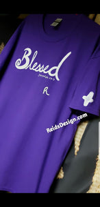 T-Shirt Purple "Blessed" Hand Painted By Reids' Design Men XL / Women 2x