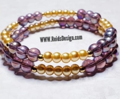 Purple and Gold Wrap Bracelet