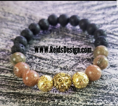 Lion Lava and Jasper Bracelet