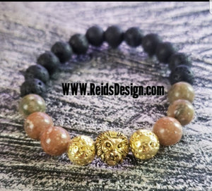 Lion Lava and Jasper Bracelet