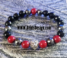Load image into Gallery viewer, &quot;LION&quot;  Agate, Riverstone and Hematite Bracelet   ( size 8.5&quot; )