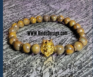 LION Jasper 8mm Bracelet ( size 8.5" )