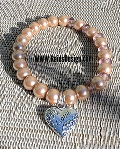 "❤️"    Glass Pearl LOVE Bracelet ( size 7.5")