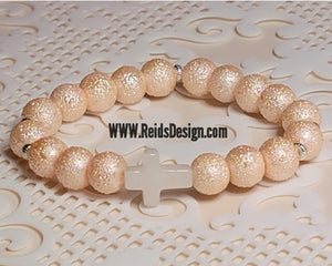 Textured Glass Pearls "IRIS" Bracelet ( size 7.5")
