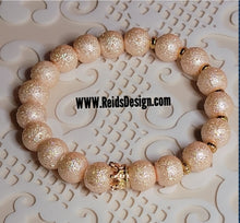 Load image into Gallery viewer, Textured Glass Pearls CROWN 👑 Bracelet ( size 7.5&quot;)