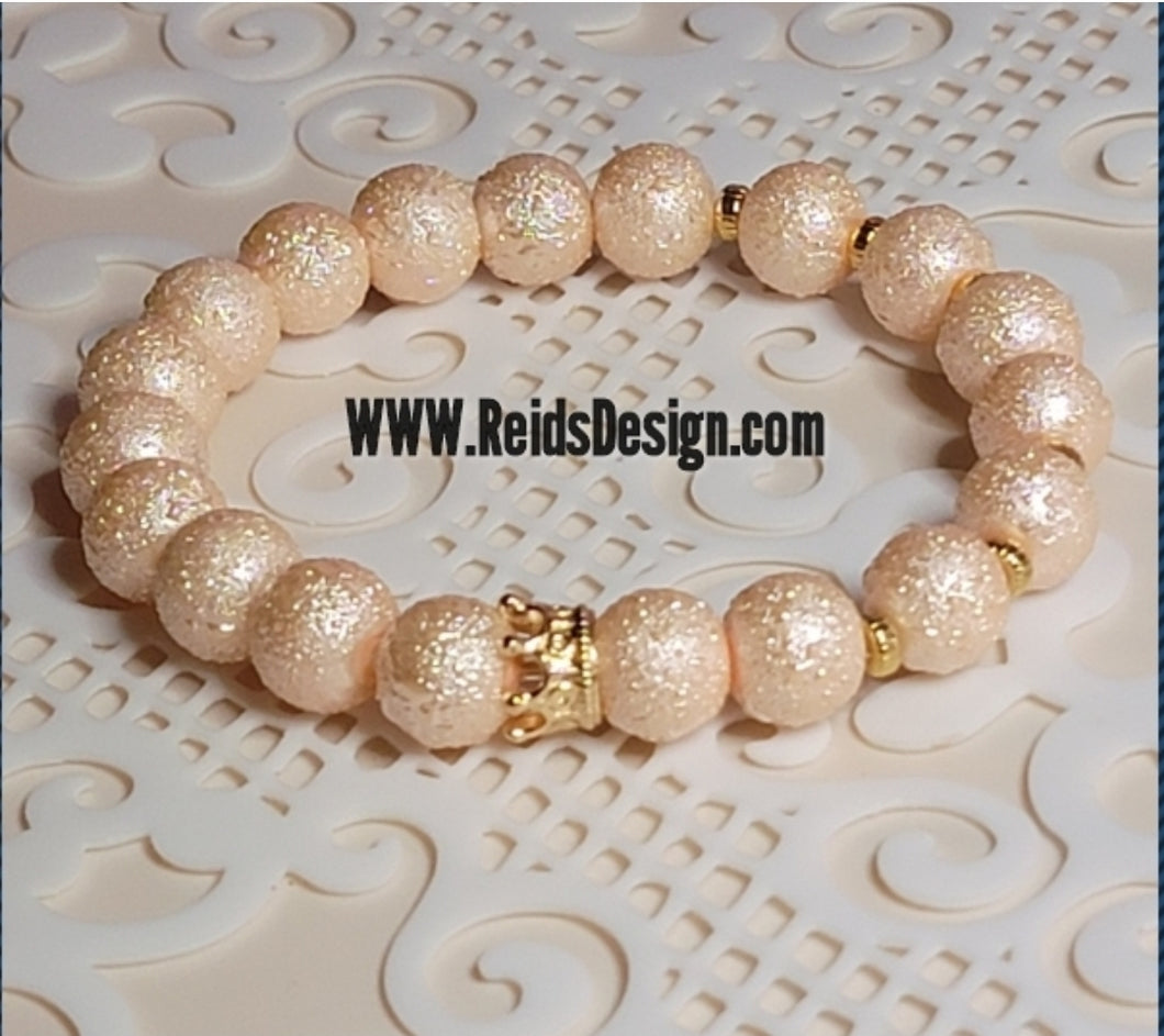 Textured Glass Pearls CROWN 👑 Bracelet ( size 7.5