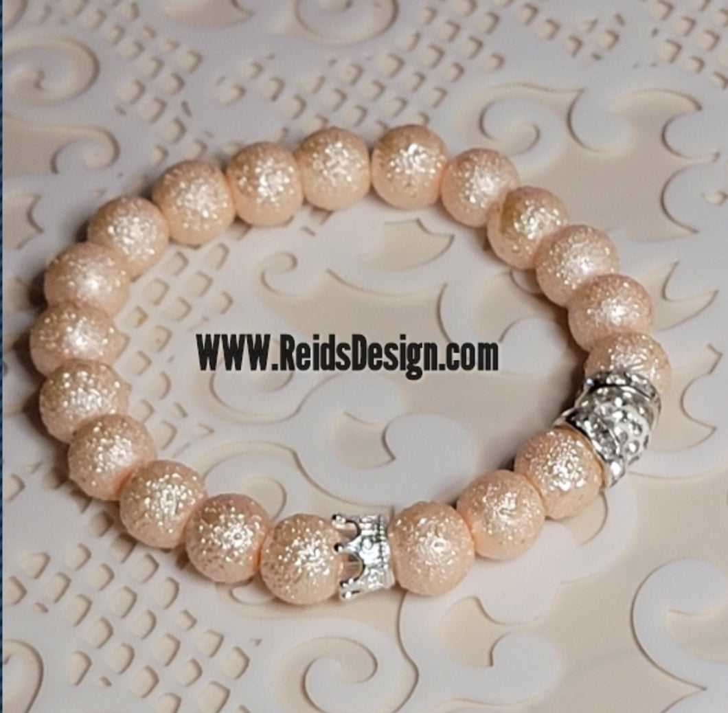 Textured Glasses Pearls CROWN 👑 Bracelet (size 7.5
