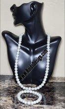 Load image into Gallery viewer, White Textured Glass Pearls 18&quot; Necklace and 7.5&quot; Bracelet set
