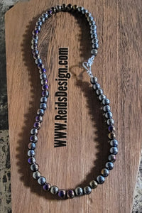 8mm Unisex Iridescence Glass Pearl Necklace ( size 20")