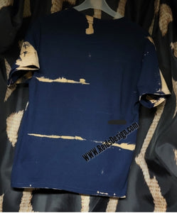 Navy Bleach Dye T-Shirt by Reids' Design ( Youth Size Medium )