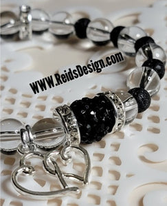 Glass and Lava Bead Bracelet ( size 7.5" )