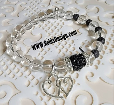 Glass and Lava Bead Bracelet ( size 7.5