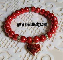 Load image into Gallery viewer, &quot;❤&quot; SALE  Red Glass Pearl Bracelet ( size 7.5 &quot; )