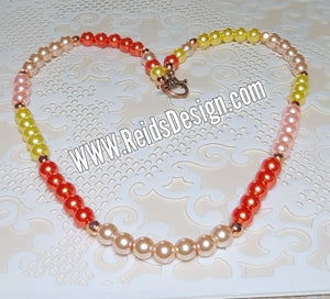 8mm Multi Color Glass Pearls ( 21 inch) Necklace and ( 7.5" ) Stackable Bracelet Set