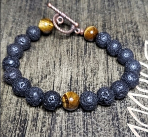 Lava and Tiger Eye beaded toggle bracelets  ( size 9" )