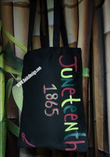 Load image into Gallery viewer, Hand-Painted &quot; Juneteenth 1865 &quot; Canvas Tote Bags (size 13&quot; ×15&quot; inches) with Long Handle