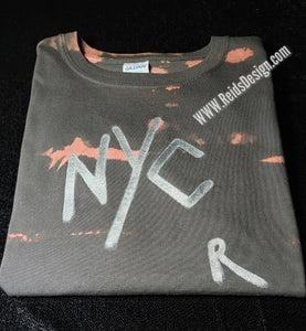 Bleach Dye NYC HAND-PAINTED T-SHIRT ( size youth large)