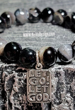 Load image into Gallery viewer, Let go Let God 10mm Agate Beaded Bracelet  ( size 7.5&quot; )