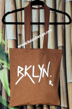 Load image into Gallery viewer, Hand-Painted &quot; Bklyn &amp; Logo&quot; 100% Cotton Canvas Tote Bags (size 15×16 inches) with Long Handle *Rust color*