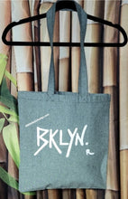 Load image into Gallery viewer, Hand-Painted &quot; Bklyn &amp; Logo&quot; 100% Cotton Canvas Tote Bags (size 15×16 inches) with Long Handle *Sage Green  Color*