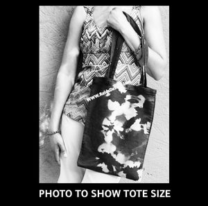 One of a kind Bleach Dye Canvas Tote Bags (size 13" ×15" inches) with Long Handle