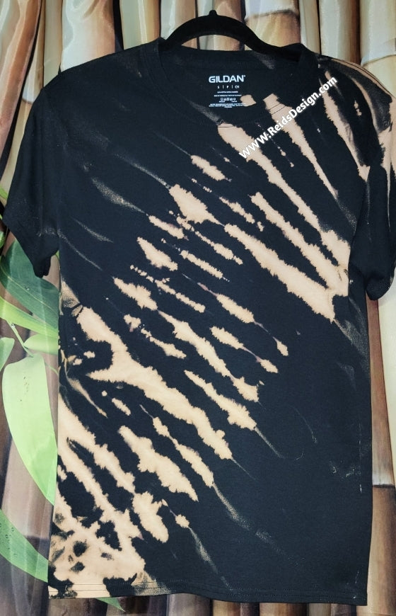 One of a Kind Handmade cotton Reversed Tie Dye / Bleach Tie Dye Black T-shirts by Reids' Design Men Small / Women Medium