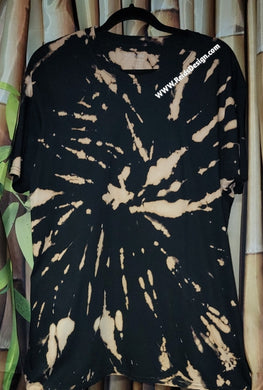 One of a Kind Handmade cotton Reversed Tie Dye / Black Bleach Tie Dye T-shirts by Reids' Design Men XL / Women 2X