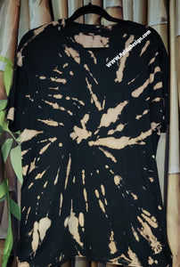 One of a Kind Handmade cotton Reversed Tie Dye / Black Bleach Tie Dye T-shirts by Reids' Design Men XL / Women 2X