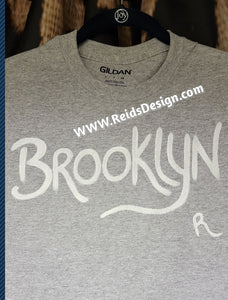 New Hand painted Gray  "Brooklyn" T-shirt By Reids' Design Men Small / Women Medium