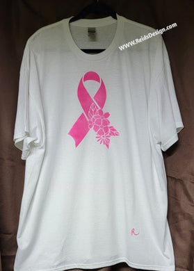 Sale.... White Breast Cancer Awareness T-Shirt  ( size 2XL Men/ 3XL Woman)