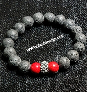 Lava and Red Riverstone Bracelet