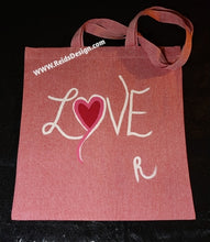 Load image into Gallery viewer, Red Tote Bag with Hand-Painted L❤️VE  100% Cotton Canvas Tote Bags (size 15×16 inches) with Long Handle