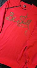 Load image into Gallery viewer, Red Long Sleeve Hand Painted &quot;Be Still&quot;  T-Shirts Men Large/ Women XL