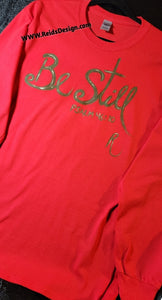 Red Long Sleeve Hand Painted "Be Still"  T-Shirts Men Large/ Women XL