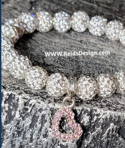 "❤️" White Rhinestone Crystal 10mm Beaded Bracelet ( size 7.5")
