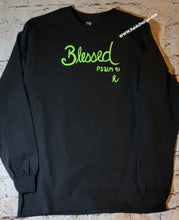 Load image into Gallery viewer, Black Long Sleeve Hand Painted &quot;Blessed&quot;  T-Shirts Men Medium/ Women Large