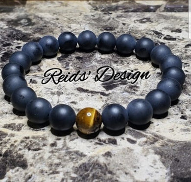 Matte Agate and Tiger Eye Bracelet ( size 8.5