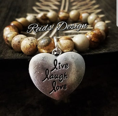 Live, Love and Laugh Picture Jasper Bracelet